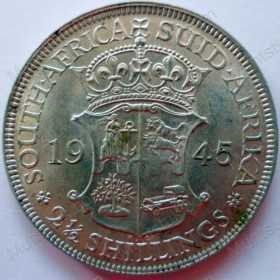 Two and Half Shillings, South Africa, 1945, Silver