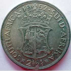 Two and Half Shillings, South Africa, 1952, Silver