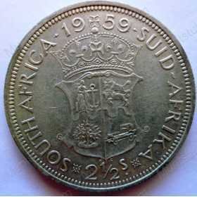 Two and Half Shillings, South Africa, 1959, Silver