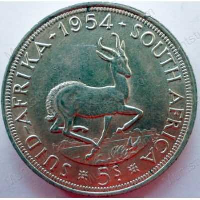 Five Shillings, South Africa, 1954, Silver Reverse