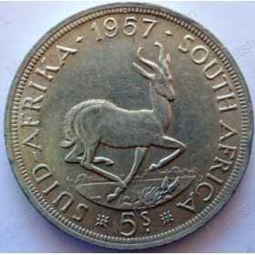 Five Shillings, South Africa, 1957, Silver