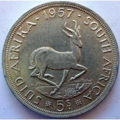 Five Shillings, South Africa, 1957, Silver