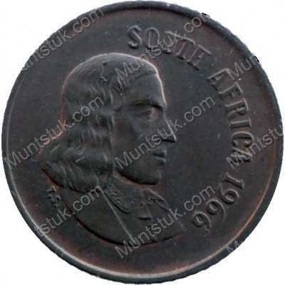 One Cent(English), South Africa, 1966, Bronze