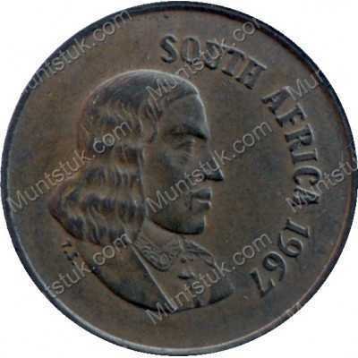 One Cent(English), South Africa, 1967, Bronze