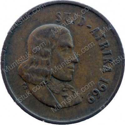 One Cent(Afrikaans), South Africa, 1969, Bronze