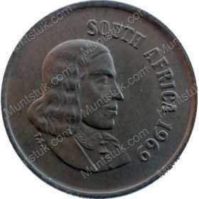 One Cent(English), South Africa, 1969, Bronze