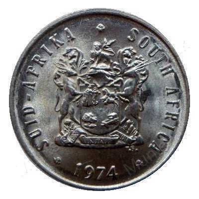 Five Cent, South Africa, 1974, Nickel