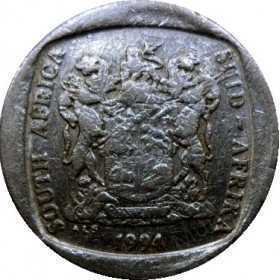 One Rand, South Africa, 1994, Nickel plated Copper