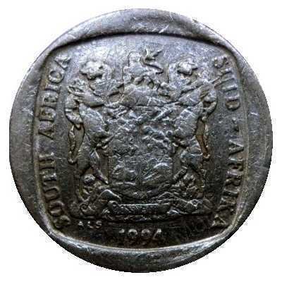 One Rand, South Africa, 1994, Nickel plated Copper