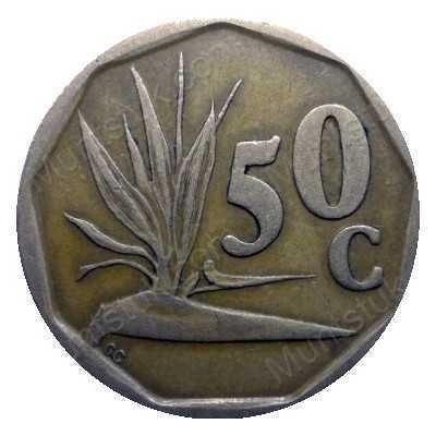 Fifty Cent, South Africa, 1990, Bronze plated Steel