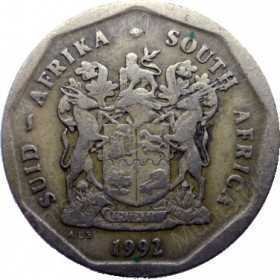 Fifty Cent, South Africa, 1992, Bronze plated Steel