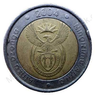 Five Rand, South Africa, 2004, Bimetal