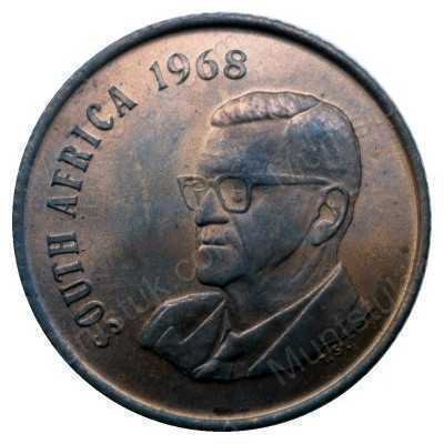 Two Cent(English), South Africa, 1968, Bronze