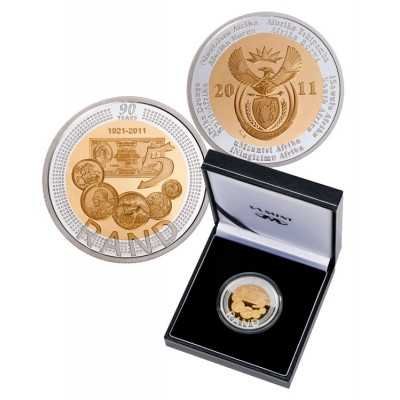Five Rand, South Africa, 2011, 90th Anniversary, Bi-Colour Crown
