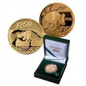 Safari through South Africa - The Black Rhinoceros 1/2, 24 Carat gold