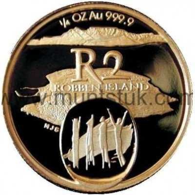 R2, 1/4 oz, South Africa, 2002, Gold - Robben Island - reverse
