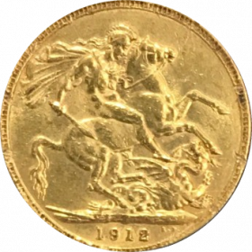1912 British Full Sovereign George V Gold Coin