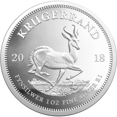 1oz Krugerrand, South Africa, 2018, Silver reverse
