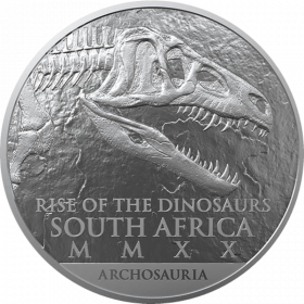 1oz South Africa, Natura Coelophysis, 2019, Silver, Obverse