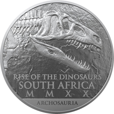 1oz South Africa, Natura Coelophysis, 2019, Silver, Obverse