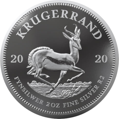 2oz Krugerrand, South Africa, 2020, Silver, Reverse