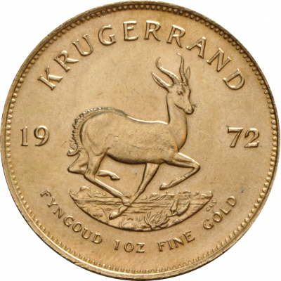 1oz Krugerrand, South Africa, 1972, Gold, Reverse