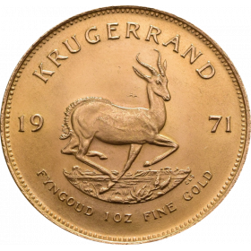 1oz Krugerrand, South Africa, 1971, Gold, Reverse