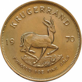 1oz Krugerrand, South Africa, 1970, Gold, Reverse