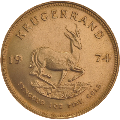 1oz Krugerrand, South Africa, 1974, Gold, Reverse