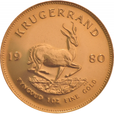 1oz Krugerrand, South Africa, 1980, Gold, Reverse