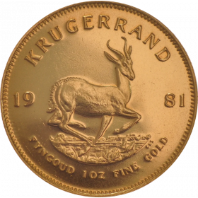 1oz Krugerrand, South Africa, 1981, Gold, Reverse