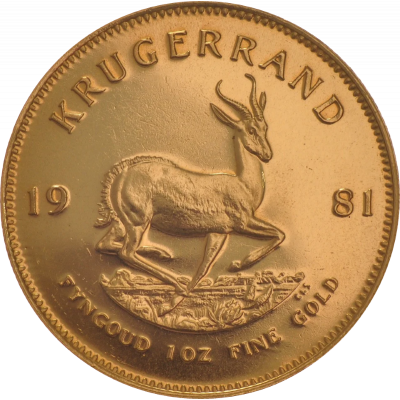 1oz Krugerrand, South Africa, 1981, Gold, Reverse