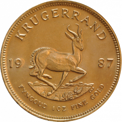 1oz Krugerrand, South Africa, 1987, Gold, Reverse