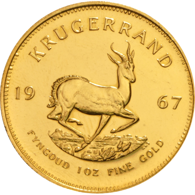 1oz Krugerrand, South Africa, 1967, Gold, Reverse