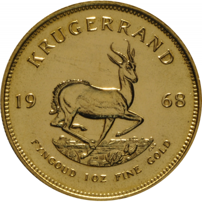 1oz Krugerrand, South Africa, 1968, Gold, Reverse