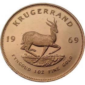 1oz Krugerrand, South Africa, 1969, Gold, Reverse