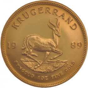 1oz Krugerrand, South Africa, 1989, Gold, Reverse