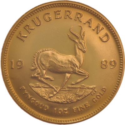 1oz Krugerrand, South Africa, 1989, Gold, Reverse