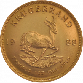 1oz Krugerrand, South Africa, 1988, Gold, Reverse