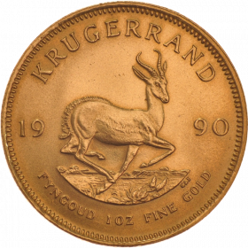 1oz Krugerrand, South Africa, 1990, Gold, Reverse