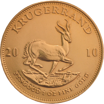 1oz Krugerrand, South Africa, 2010, Gold, Reverse