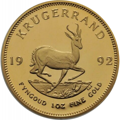 1oz Krugerrand, South Africa, 1992, Gold, Reverse