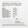 1oz R20, South Africa, 2019, Platinum, Big 5 - Elephant, Certificate
