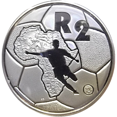 2 Rand, South Africa, 1996, Silver, Reverse, Proof - African Cup of Nations