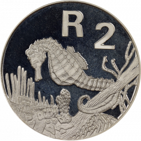 2 Rand, South Africa, 1997, Silver, Reverse, Proof - Sea Horse