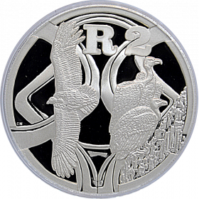 2 Rand, South Africa, 2005, Silver, Reverse, Proof - Vultures