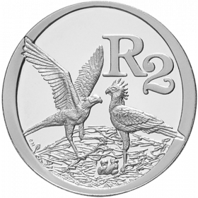 2 Rand, South Africa, 2006, Silver, Reverse, Proof - Secretary Bird