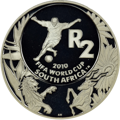 2 Rand, South Africa, 2008, Silver, Reverse, Proof - Word Cup Soccer