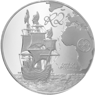 2 Rand, South Africa, 2009, Silver, Reverse, Proof - Drommedaris