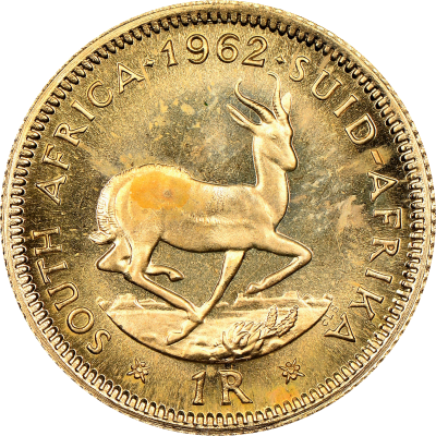1 Rand, South Africa, 1962, Reverse, Gold